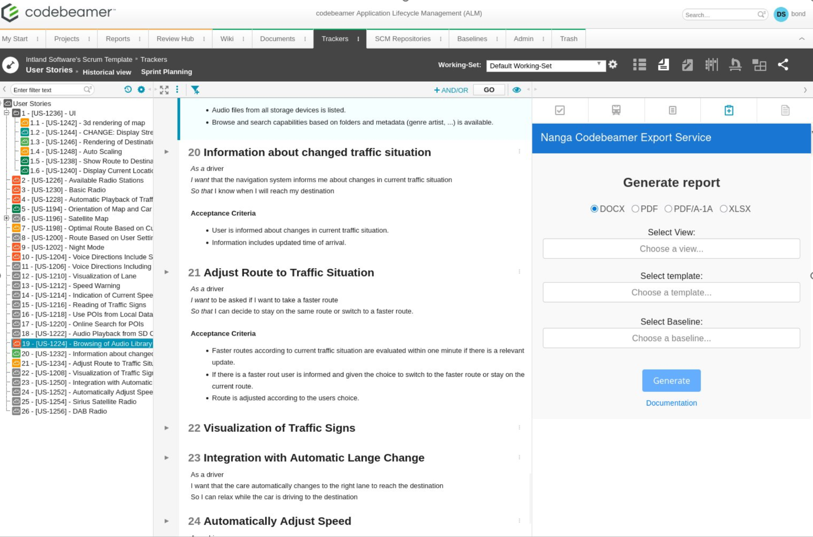 Nanga Codebeamer Export Service preview